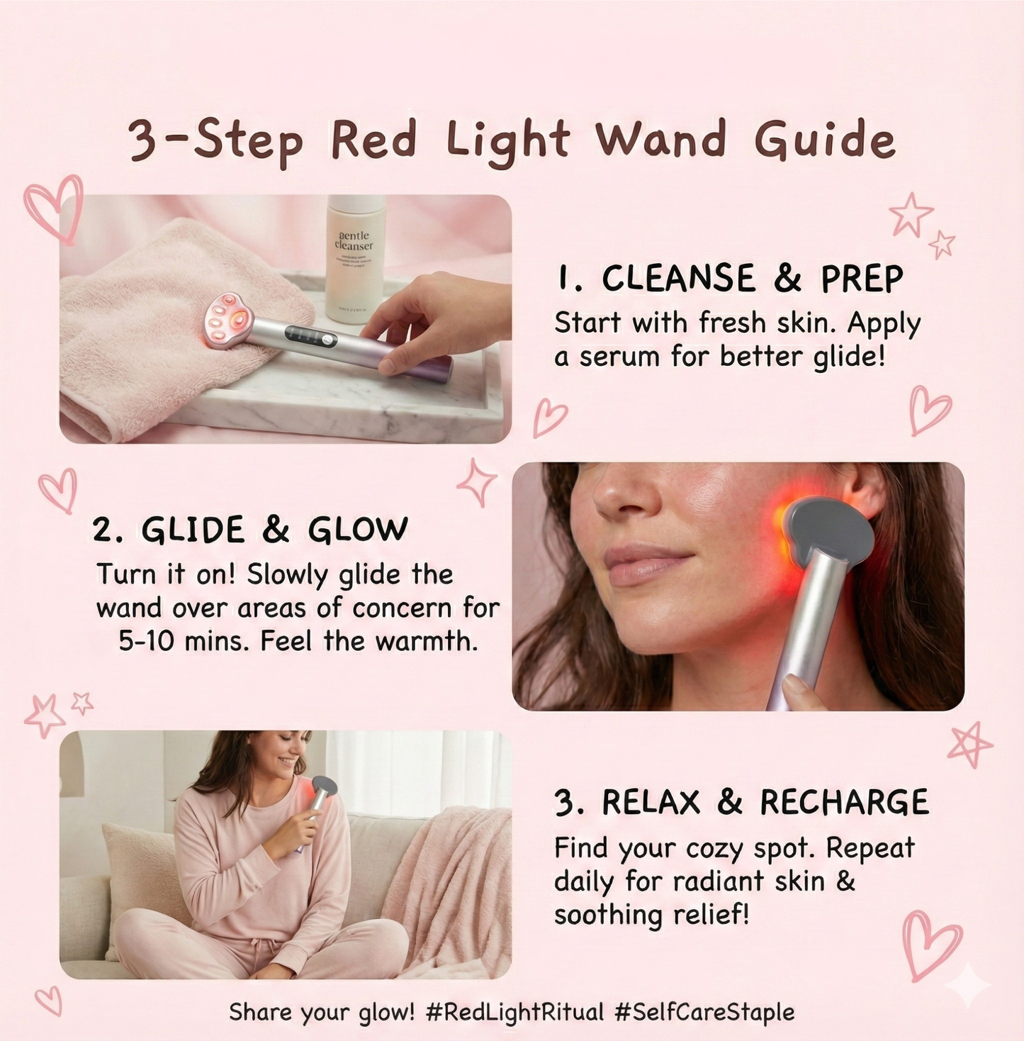 NOCTERA GentleGlow 7-in-1 EMS & Red Light Therapy Wand