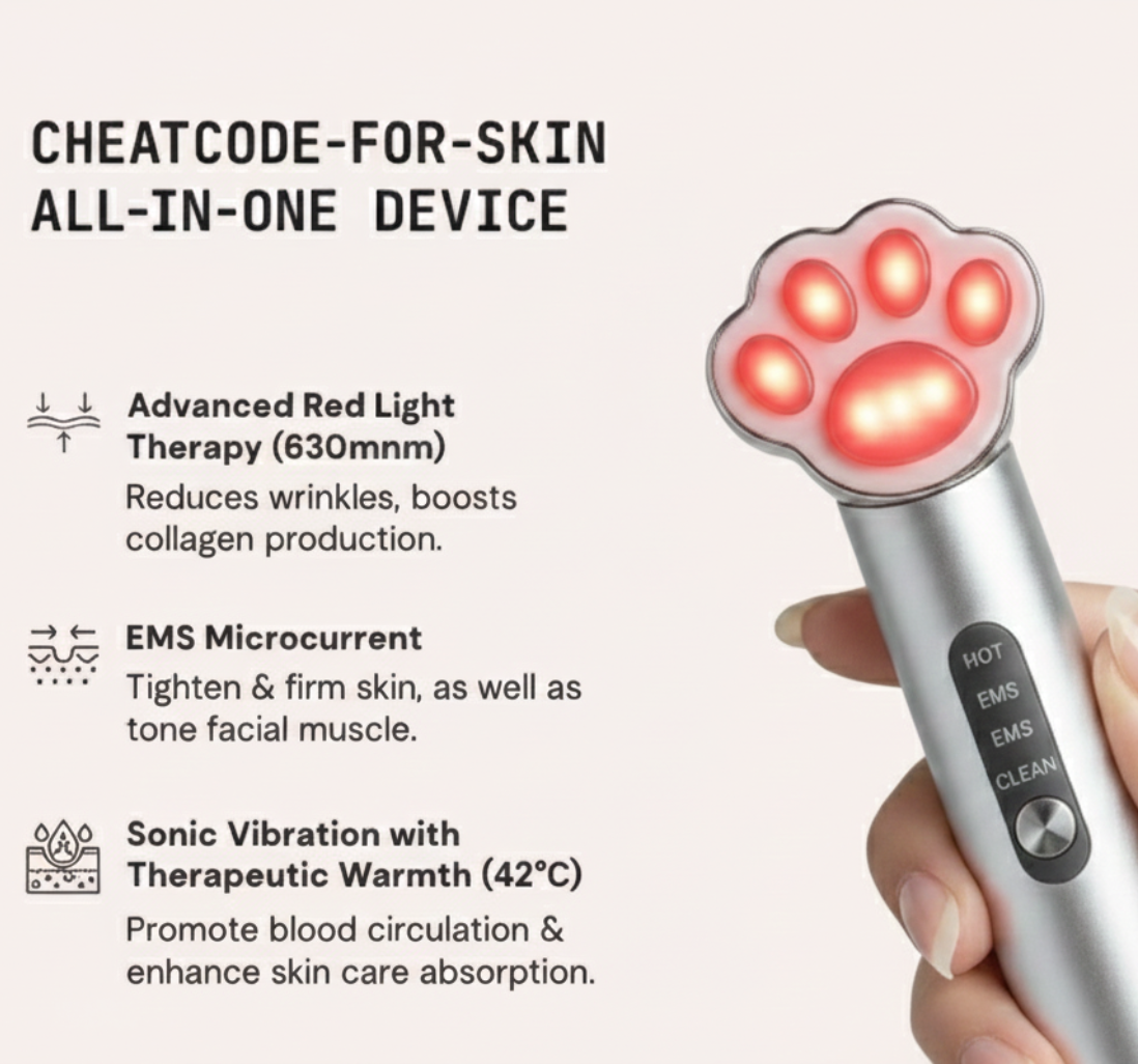 NOCTERA GentleGlow 7-in-1 EMS & Red Light Therapy Wand